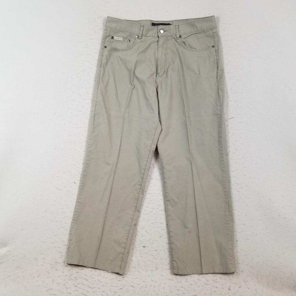 Calvin Klein Jeans Pants Mens 34 Khaki 100% Cotton 5 Pocket Casual‎ Chino